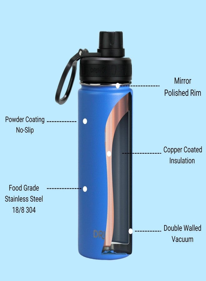 DRINCO Stainless Steel Water Bottle Spout Lid Vacuum Insulated Double Wall Water Bottle Wide Mouth (40oz 32oz 22oz 18oz 14oz) Leak Proof Keeps Cold or Hot (18 oz, 18oz Royal Blue) - Image 4